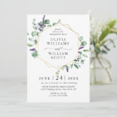 Moderne Eukalyptus Lavender FOTO ENGAGEMENT PARTEI Einladung (Stehend Vorderseite)