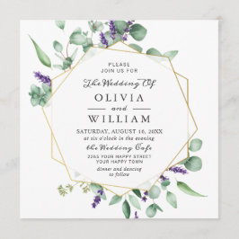 Moderne Eukalyptus Lavender Geometric Frame Weddin Einladung