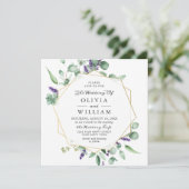 Moderne Eukalyptus Lavender Geometric Frame Weddin Einladung (Stehend Vorderseite)