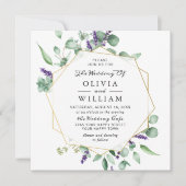Moderne Eukalyptus Lavender Geometric Frame Weddin Einladung (Vorderseite)
