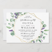 Moderne Eukalyptus Lavender Geometric Frame Weddin Einladung (Vorderseite)