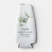 Moderne Eukalyptus Monogram Wedding Flaschenkühler (Vorderseite)