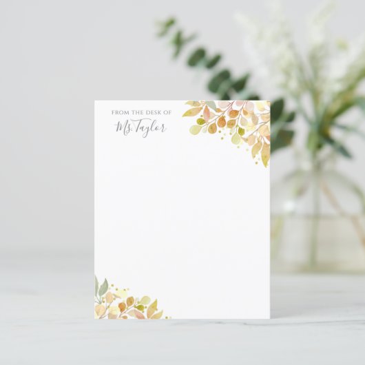 Moderne Eukalyptus Pastel Floral Lehrer Note Card (Stehend Vorderseite)