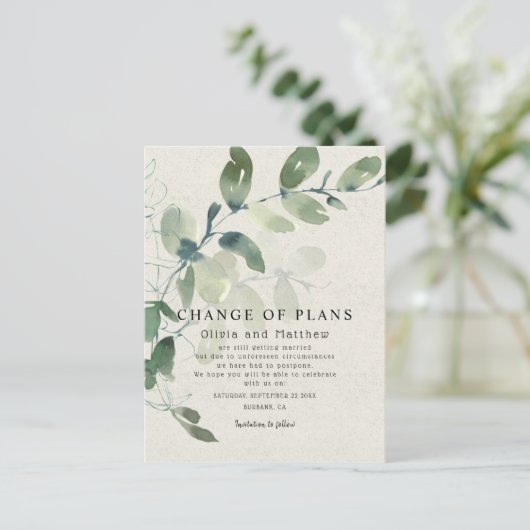 Moderne Eukalyptus-Planänderung Postkarte (Stehend Vorderseite)