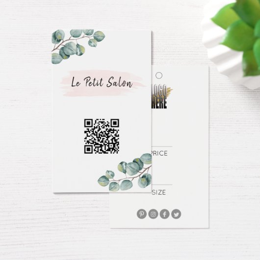 Moderne Eukalyptus QR-Boutique-Logos (Schreibtisch)