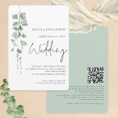 Moderne Eukalyptus QR Code Skript Hochzeit Einladung