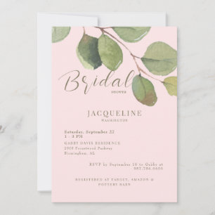 Moderne Eukalyptus-Rosa-Gold-Hochzeitsdusche Einladung