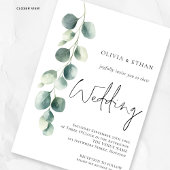 Moderne Eukalyptus-Skript-QR-Code-Sage-Hochzeit Einladung