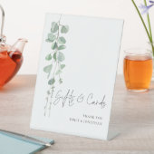 Moderne Eukalyptus-Skriptkarten Hochzeiten Sockelschild (In Situ)