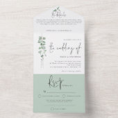 Moderne Eukalyptus-SkriptWedding All In One Einladung (Innen Boden)