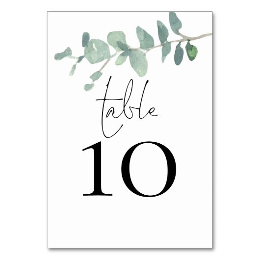 Moderne Eukalyptus-Syndrom Tischnummer (Vorderseite)