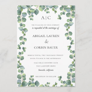 Moderne Eukalyptus Vine Frame Wedding Einladung