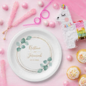 Moderne Eukalyptus Watercolor Gold Script Wedding Pappteller (Party)