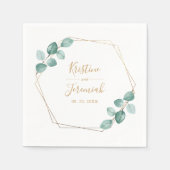 Moderne Eukalyptus Watercolor Gold Script Wedding Serviette (Vorderseite)