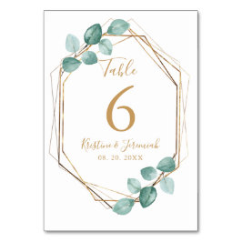 Moderne Eukalyptus Watercolor Gold Script Wedding Tischnummer