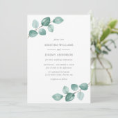 Moderne Eukalyptus Watercolor Grüne Hochzeit Einladung (Stehend Vorderseite)