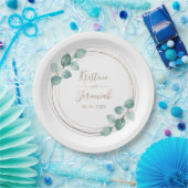 Moderne Eukalyptus-Watercolor-Kaffeezitat Hochzeit Pappteller (Party)