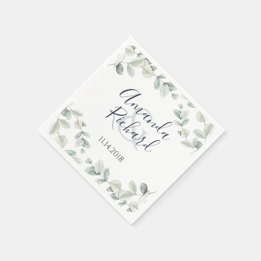 Moderne Eukalyptus Wedding Reception Napkins Serviette (Ecke)