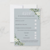 Moderne Eukalyptus Wedding RSVP Response Card Dankeskarte (Vorderseite)