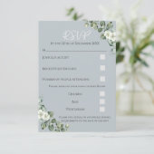 Moderne Eukalyptus Wedding RSVP Response Card Dankeskarte (Stehend Vorderseite)