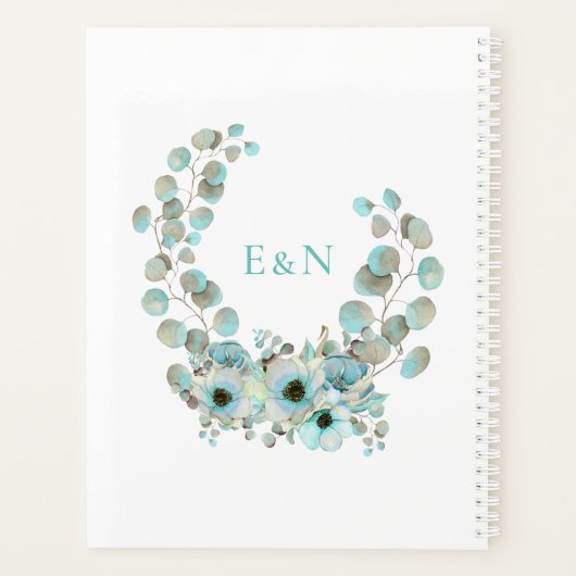 Moderne Eukalyptus Wedding | Rustikal Aquamarin Planer (Rückseite)