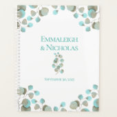 Moderne Eukalyptus Wedding | Rustikal Aquamarin Planer (Vorderseite)