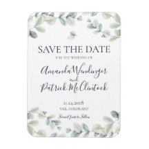 Moderne Eukalyptus Wedding Save the Date Magnete
