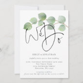 Moderne Eukalyptus wir machen QR-Code Hochzeit Einladung (Vorderseite)
