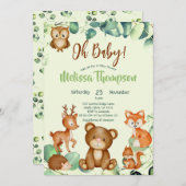 Moderne Eukalyptus Woodland Animals Forest Friends Einladung (Vorne/Hinten)