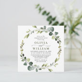 Moderne Eukalyptus Wreath Frame ENGAGEMENT PARTEI Einladung (Stehend Vorderseite)