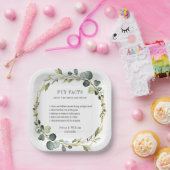 Moderne Eukalyptus Wreath Fun Fakten Hochzeit Pappteller (Party)