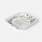 Moderne Eukalyptus Wreath Fun Fakten Hochzeit Pappteller (Gewinkelt)