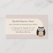 Moderne Eulen-Kindertagesstätten-Visitenkarten Visitenkarte (Rückseite)