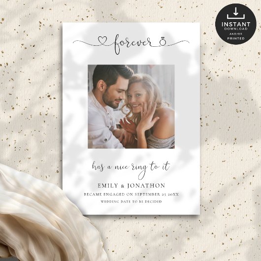 Moderne Ewigkeit hat Klang zu ihm Foto Verlobung Ankündigung