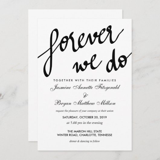 Moderne Ewigkeit machen wir kalligraphische Hochze Einladung (Vorne/Hinten)