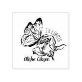 Moderne Ex Libris Blume Butterfly, Buch Gummistempel (Prägung)