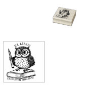 Moderne Ex Libris Eule mit Buch, Benutzerdefiniert Gummistempel (Stempel)