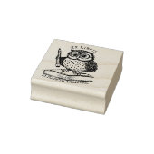 Moderne Ex Libris Eule mit Buch, Benutzerdefiniert Gummistempel (Stempel)