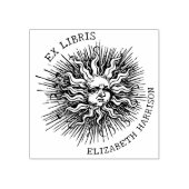 Moderne Ex Libris Vintage mystische Sonne, maßgesc Gummistempel (Prägung)