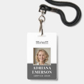 Moderne Executive Schiefergrau Silber Unternehmens Ausweis (Vorderseite mit Lanyard)