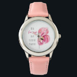 Moderne exotisch rosa Aquarellfärbung mit Zitat Armbanduhr<br><div class="desc">Moderne exotisch rosa Aquarellfärbung mit Zitat</div>