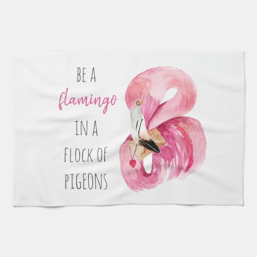 Moderne exotisch rosa Aquarellfärbung mit Zitat Geschirrtuch (Horizontal)