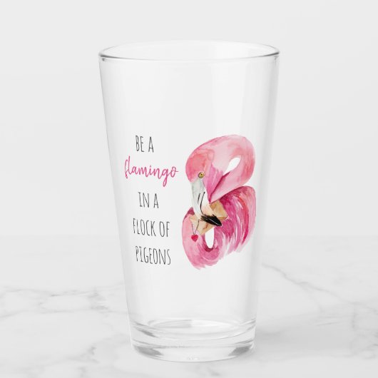 Moderne exotisch rosa Aquarellfärbung mit Zitat Glas (Vorderseite)
