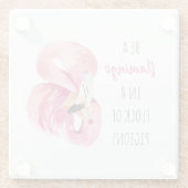 Moderne exotisch rosa Aquarellfärbung mit Zitat Glasuntersetzer (Rückseite)