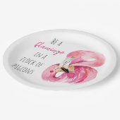 Moderne exotisch rosa Aquarellfärbung mit Zitat Pappteller (Schrägansicht)