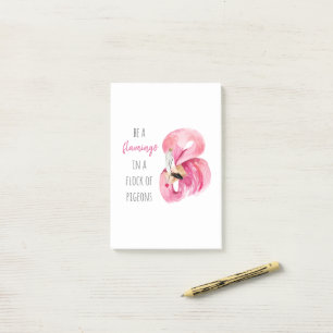 Moderne exotisch rosa Aquarellfärbung mit Zitat Post-it Klebezettel