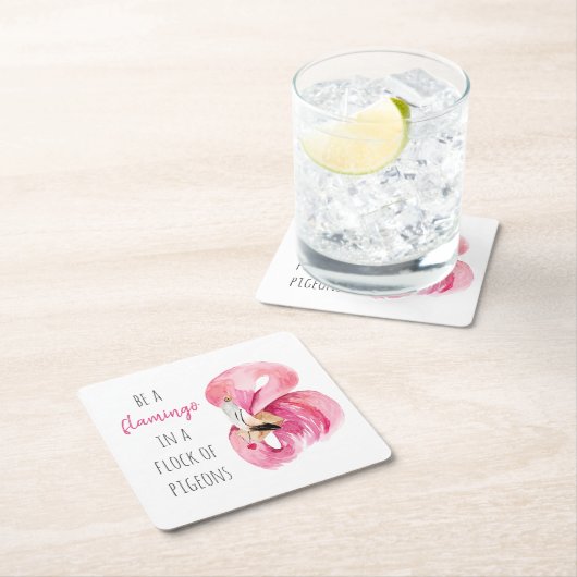 Moderne exotisch rosa Aquarellfärbung mit Zitat Rechteckiger Pappuntersetzer (Vor Ort)