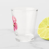 Moderne exotisch rosa Aquarellfärbung mit Zitat Schnapsglas (Rechts)