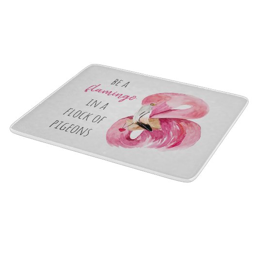 Moderne exotisch rosa Aquarellfärbung mit Zitat Schneidebrett (Ecke)