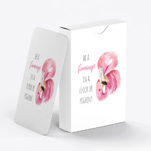 Moderne exotisch rosa Aquarellfärbung mit Zitat Spielkarten